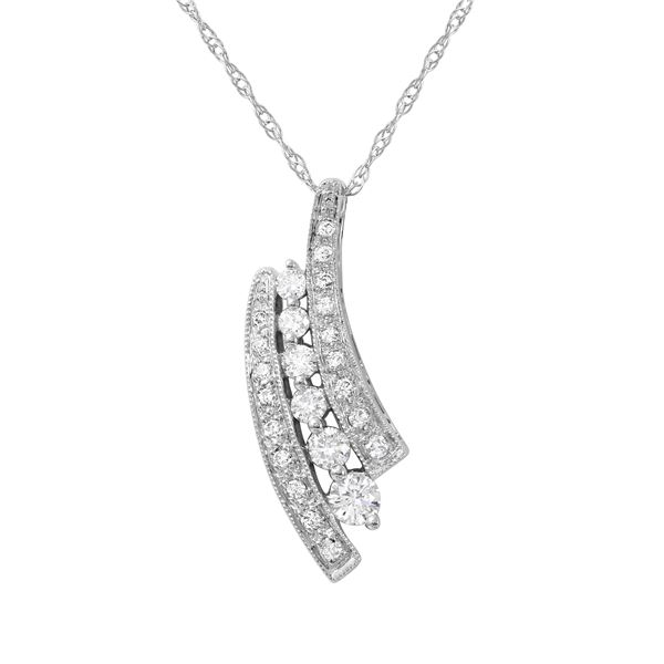 Natural 0.50 CTW Diamond Necklace 14K White Gold - REF-67T5X