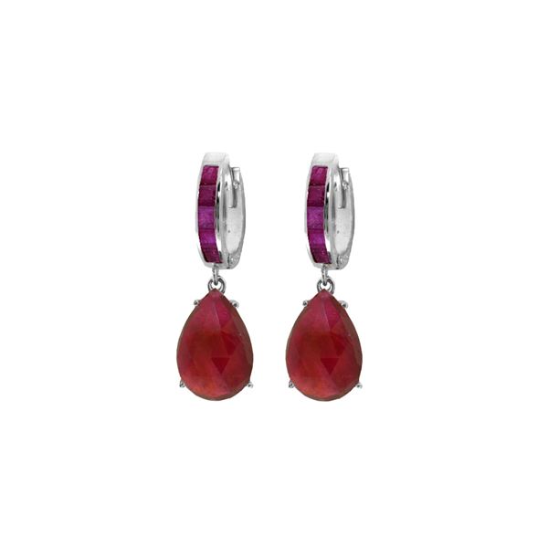 Genuine 11.30 ctw Ruby Earrings 14KT White Gold - REF-118N8R