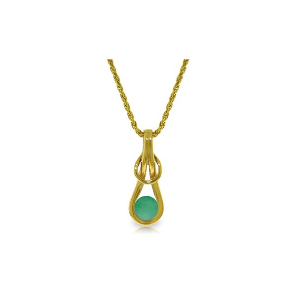 Genuine 0.65 ctw Emerald Necklace 14KT Yellow Gold - REF-76V4W