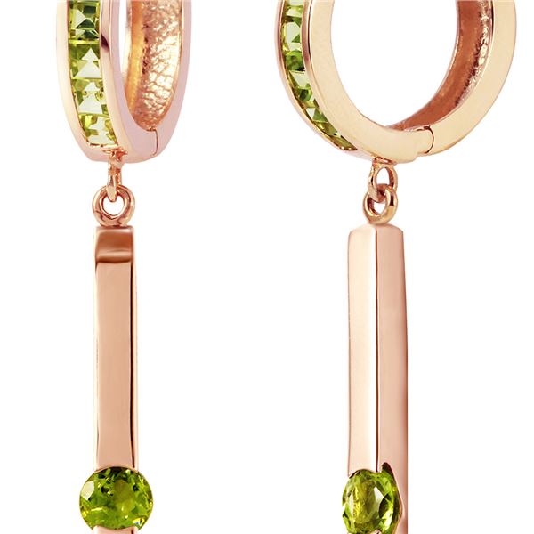 Genuine 1.35 ctw Peridot Earrings 14KT Rose Gold - REF-66A2K