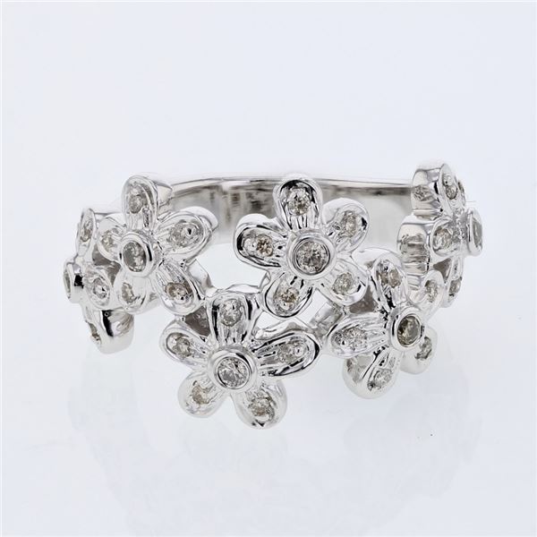 Natural 0.35 CTW Diamond Ring 14K White Gold - REF-87N3Y