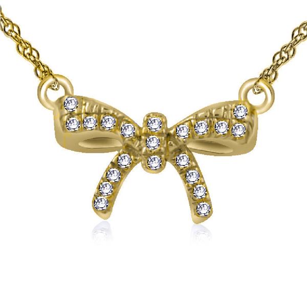 Natural 0.03 CTW Diamond Necklace 14K Yellow Gold - REF-16K2R