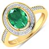 Image 1 : Natural 1.87 CTW Zambian Emerald & Diamond Ring 14K Yellow Gold - REF-81X8K