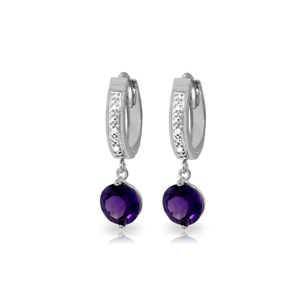 Genuine 2.63 ctw Amethyst & Diamond Earrings 14KT White Gold - REF-54R9P