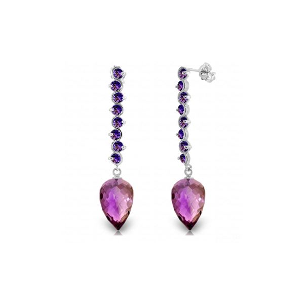 Genuine 22.1 ctw Amethyst Earrings 14KT White Gold - REF-69Y2F