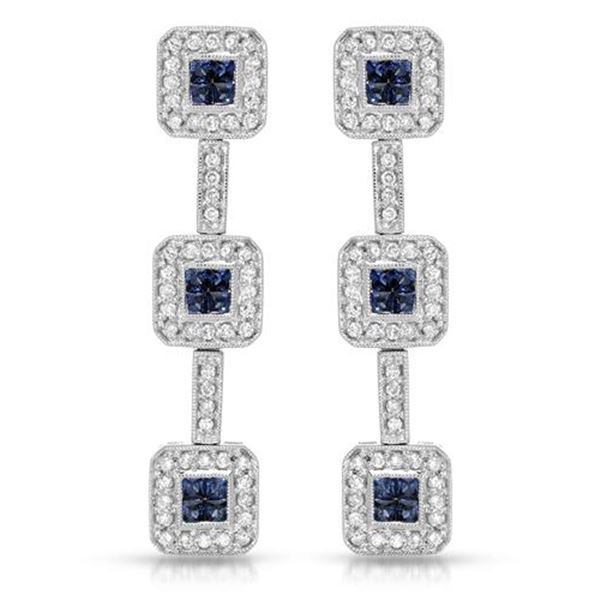 Natural 1.94 CTW Sapphire & Diamond Earrings 14K White Gold - REF-141N3Y
