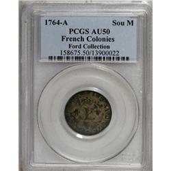 1764-A SOU M French Colonies Sou Marque AU50 PCGS