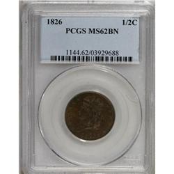 1826 1/2 C Brown MS62 PCGS