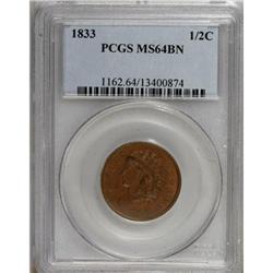 1833 1/2 C Brown MS64 PCGS
