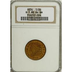 1834 1/2 C Brown MS64 NGC