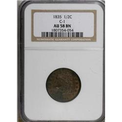 1835 1/2 C AU58 NGC