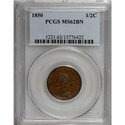 1850 1/2 C Brown MS62 PCGS