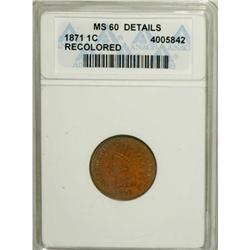 1871 1C Brown MS60 ANACS