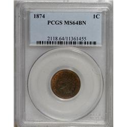 1874 1C Brown MS64 PCGS