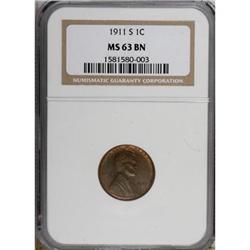 1911-S 1C Brown MS63 NGC