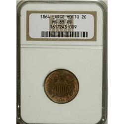 1864 2C Large Motto Brown MS65 PCGS