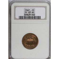 1867 2C Red PR63 NGC
