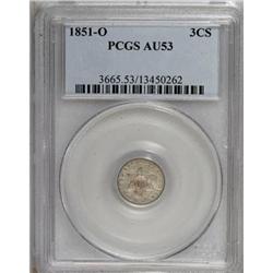 1851-O 3CS AU53 PCGS