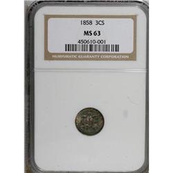 1858 3CS MS63 NGC