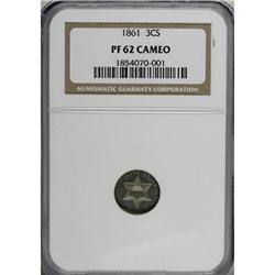 1861 3CS Cameo PR62 NGC