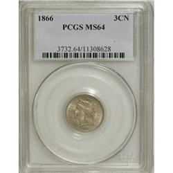 1866 3CN MS64 PCGS