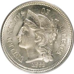 1868 3CN MS64 PCGS