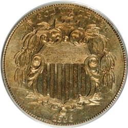 1866 5C Rays MS64 PCGS