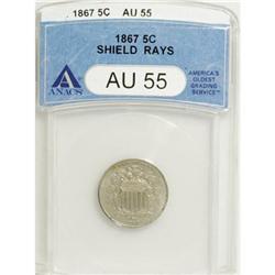 1867 5C Rays AU55 ANACS