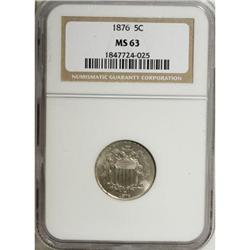 1876 5C MS63 NGC