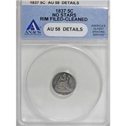 1837 H10C Large Date (Curl Top 1) AU58 ANACS