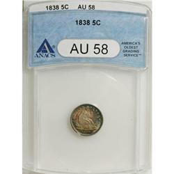 1838 H10C Large Stars, No Drapery AU58 ANACS