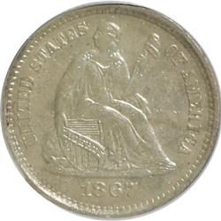 1867-S H10C AU58 PCGS