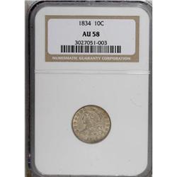 1834 10C Small 4 AU58 NGC