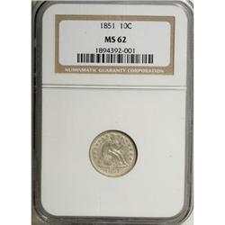 1851 10C MS62 NGC