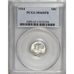 1934 10C Full Bands MS65 PCGS