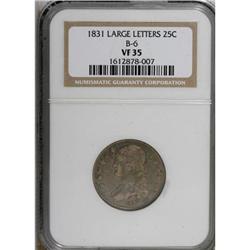 1831 25C Large Letters VF35 NGC