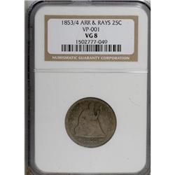1853/4 25C Arrows and Rays VG8 NGC