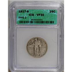 1917-S 25C Type Two VF30 ICG