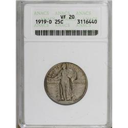 1919-D 25C VF20 ANACS