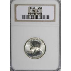 1934 25C Medium Motto MS67 NGC