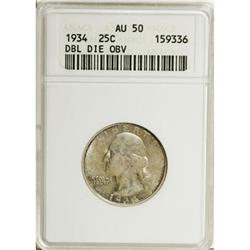 1934 25C Doubled Die Obverse AU50 ANACS