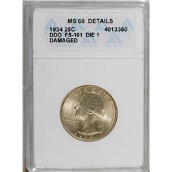 1934 25C Doubled Die Obverse MS60 ANACS