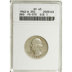 1942-D 25C Doubled Die Obverse XF45 ANACS