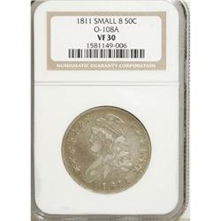 1811 50C Small 8 VF30 NGC