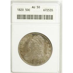 1820 50C Curl Base 2, Small Date AU50 ANACS