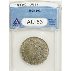 1828 50C Curl Base 2, No Knob AU53 ANACS