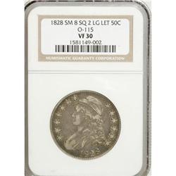 1828 50C Square Base 2, Small 8, Large Letters VF30 NG