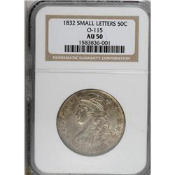 1832 50C Small Letters AU50 NGC
