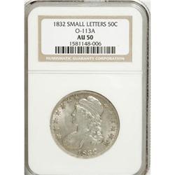 1832 50C Small Letters AU50 NGC