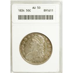 1834 50C Large Date, Large Letters AU50 ANACS